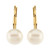 14K Yellow Gold Cultured White Freshwater Pearl Lever Back Earrings