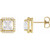 14K Yellow Gold 3/4 CTW Natural Diamond  Square Halo-Style Earrings
