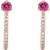 14K Rose Gold Natural Pink Tourmaline & 1/6 CTW Natural Diamond Hoop Earrings