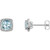 14K White Gold Natural Aquamarine & 1/8 CTW Natural Diamond Earrings