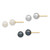 14K Yellow Gold White/Grey/Black Round Freshwater Cultured Pearl 3 pair Stud Post Earrings Set