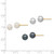 14K Yellow Gold White/Grey/Black Round Freshwater Cultured Pearl 3 pair Stud Post Earrings Set