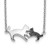 14K White Gold Black Diamond Mother and Baby Cat Necklace