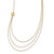 14K Yellow Gold 3 Layer Ropa Chain Texture Side Circles Necklace