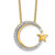 14K Yellow Gold Polished Moon and Star Diamond Chain Slide Necklace