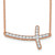 14K Rose Gold Diamond Sideways Cross Necklace