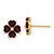 14K Yellow Gold Heart-shaped Garnet Flower Post Earrings