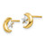 14K Yellow Gold Polished and Rhodium Moon and Star Post Earrings