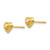 14K Yellow Gold Diamond Cut Puffed Heart Post Stud Earrings