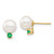 14K Yellow Gold 7-7.5mm White Round Freshwater Cultured Pearl Emerald Post Earrings