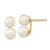 14K Yellow Gold 6-7mm White Round Freshwater Cultured Double Pearl Post Earrings