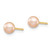 14K Yellow Gold 4-5mm Pink Round Freshwater Cultured Pearl Stud Post Earrings