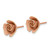 14K Rose Gold Satin Finish Diamond-cut Rose Post Earrings