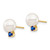 14K Yellow Gold 7-7.5mm White Round Freshwater Cultured Pearl Sapphire Post Earrings