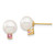 14K Yellow Gold 7-7.5mm White Round Freshwater Cultured Pearl Pink Topaz Post Earrings