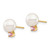 14K Yellow Gold 7-7.5mm White Round Freshwater Cultured Pearl Pink Topaz Post Earrings