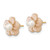 14K Yellow Gold 3-4mm Round White Freshwater Cultured Pearl Pink Mother of Pearl Flower Earrings