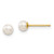 14K Yellow Gold 3-4mm White Round Freshwater Cultured Pearl Stud Post Earrings