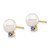 14K Yellow Gold 7-7.5mm White Round Freshwater Cultured Pearl Tanzanite Post Earrings