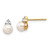 14K Yellow Gold 5-6mm White Round Freshwater Cultured Pearl .01ct Diamond Post Earrings