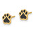 14K Yellow Gold Polished Paw with Black Enamel Post Earrings
