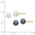 14K Yellow Gold 6-7mm White and Black Round Freshwater Cultured Pearl 2 pair Stud Post Earrings Set