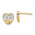 14K Yellow Gold with Rhodium Diamond-cut Flower and Heart Post Earrings