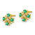 14K Yellow Gold Emerald and Diamond Post Earrings
