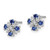 14K White Gold Blue Sapphire and Diamond Post Earrings