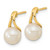 14K Yellow Gold 7-8mm White Round Freshwater Cultured Pearl Post Earrings