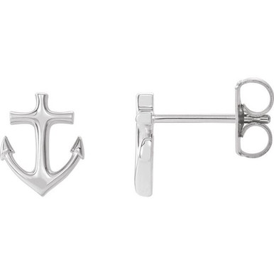 14K White Gold Anchor Drop Earrings - Gracious Rose Jewelry