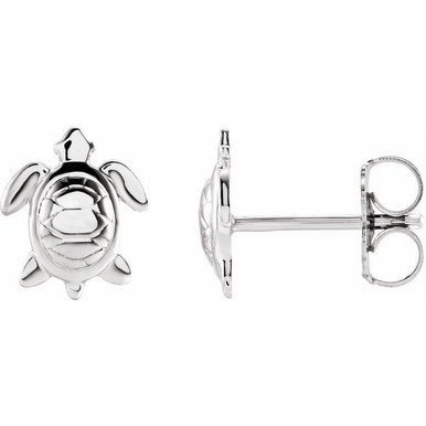 14K White Gold Turtle Earrings - Gracious Rose Jewelry