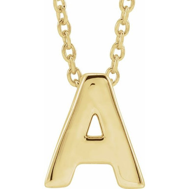 14K Yellow Gold Initial A Slide Pendant Necklace - Gracious Rose