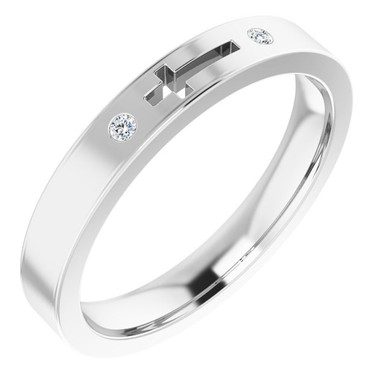 Platinum Diamond Pierced Cross Stackable Ring - PlatinumOnly