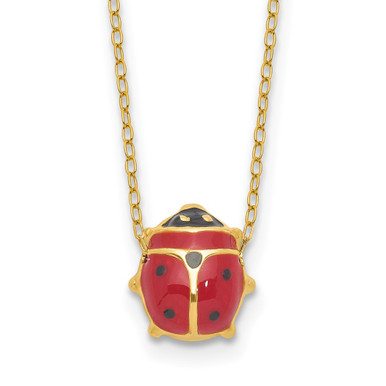 14K Yellow Gold Enameled Ladybug Necklace - Gracious Rose Jewelry
