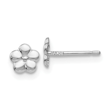 14K White Gold Polished Flower Post Earrings