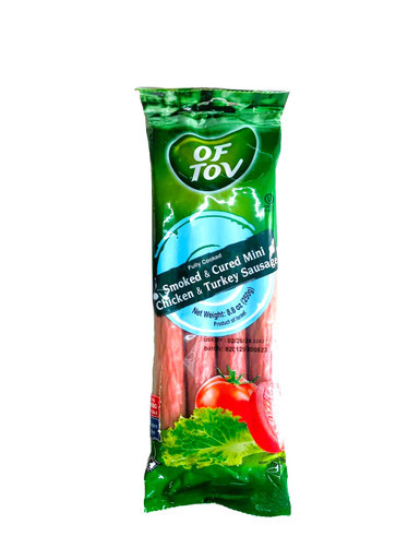 Of tov smoked & cured mini chicken & turkey sausage 250 gr