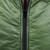 close view of a warm, insulated, front zipper, from a men's forest shell lightweight, warm, wind protection, and, moisture resistant, insulated, jacket with charcoal liner