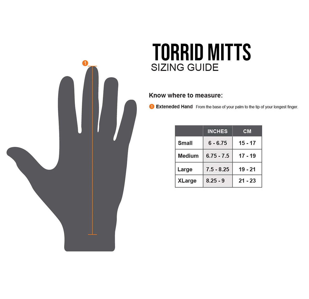 Torrid Mitts Sizing Guide