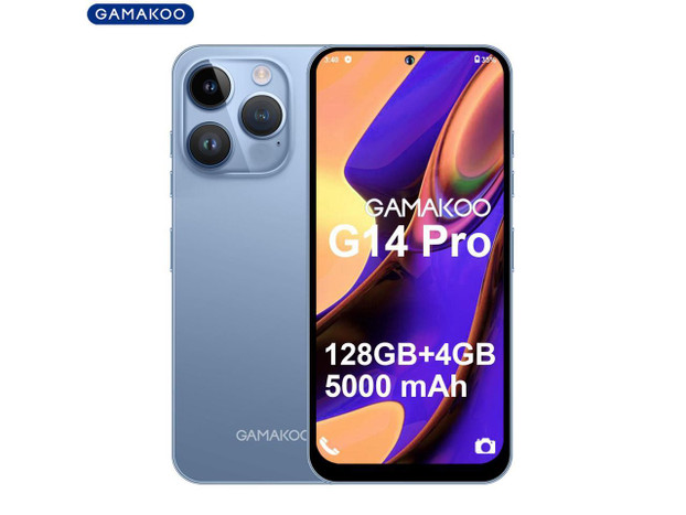 GAMAKOO G14 Pro Android Smartphone 128GB+4GB Dual SIM 6.7 inch | 4G Unlocked Cell Phone | Octa-Core | 5000mAh Long Battery Life | Android 10.0 | 16MP+8MP Camera Mobile Phone