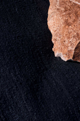 Flatweave Handcarded Wool Midnight - detail insitu