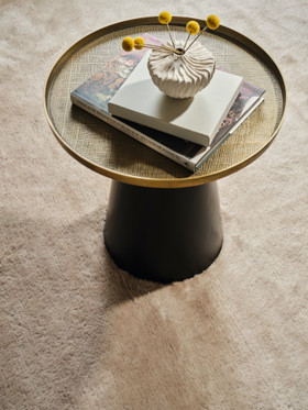 Textured Mohair Tan Round Rug - insitu image