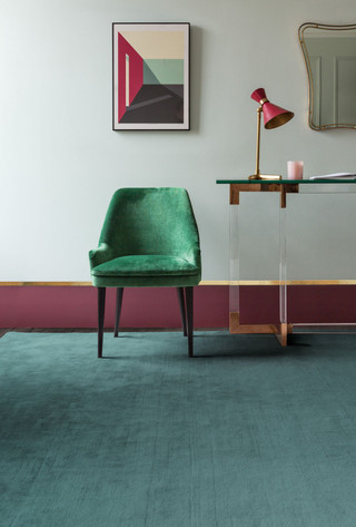 Leighton Teal Plain Wool rug by Farrow & Ball insitu image