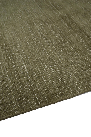 Vara rug in Olive, corner detail showing pile texture
