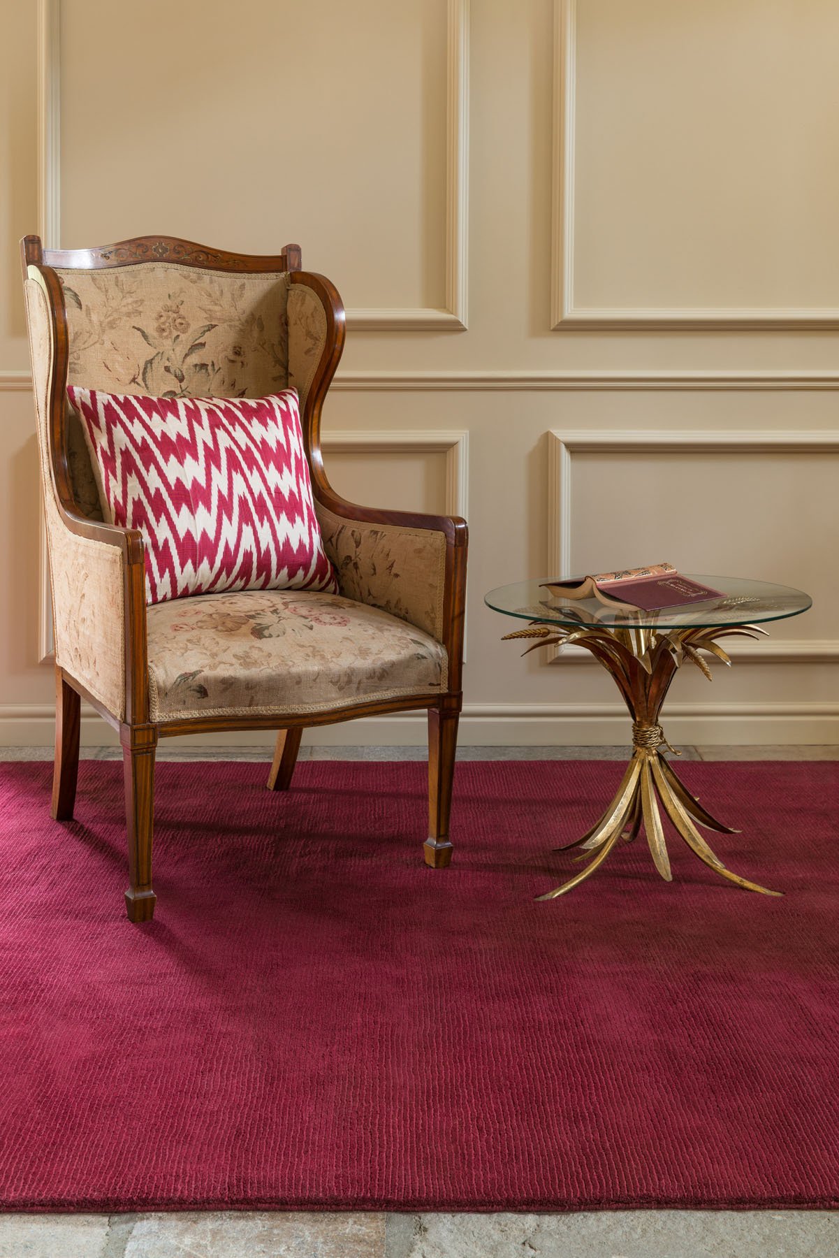 Keepers Red Cut and Loop Stripe rug by Farrow & Ball insitu image