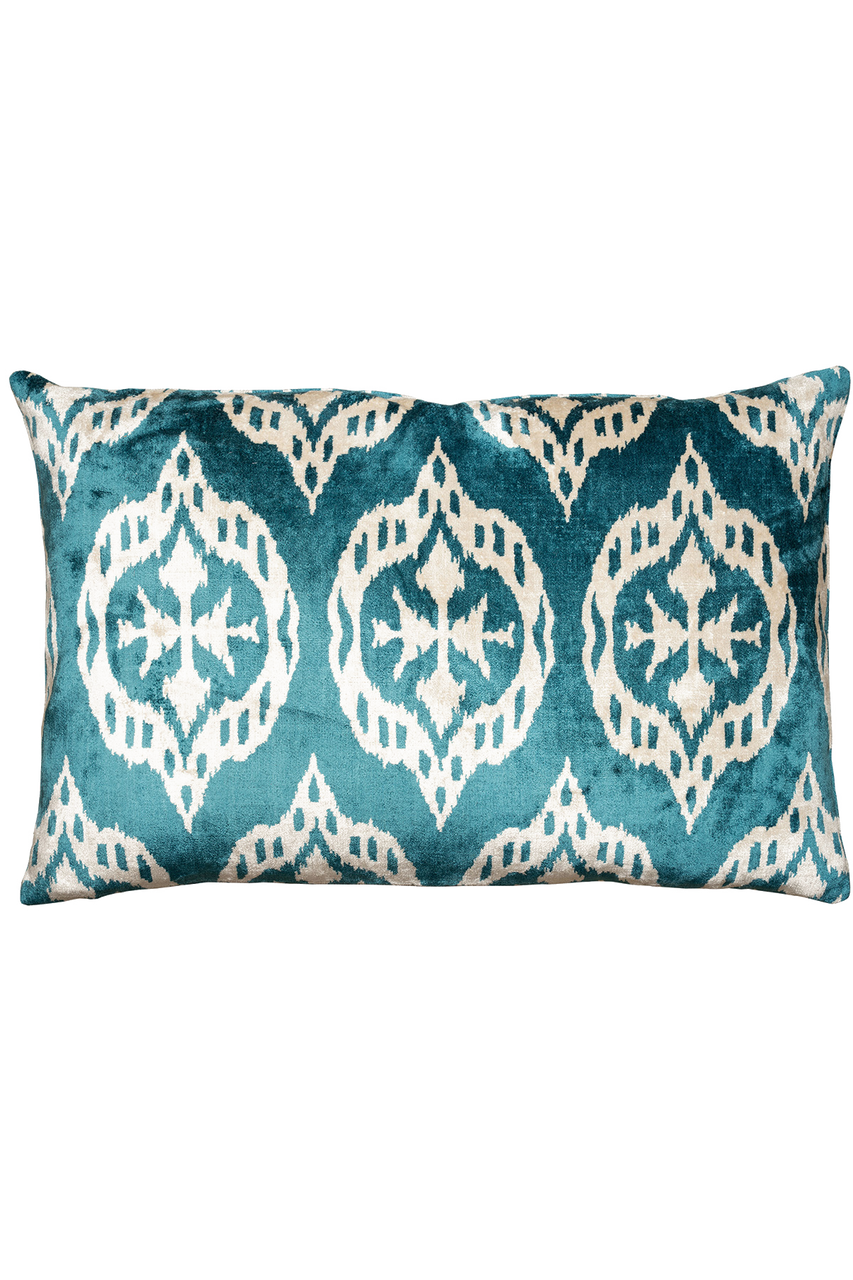 Velvet Ikat Lantern Blue Cushion - flatshot image