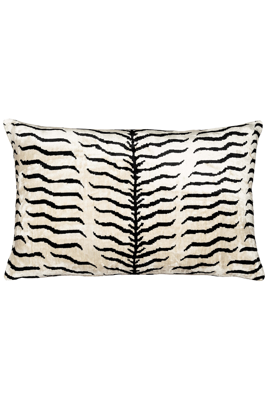 Velvet Ikat Tiger Black Cushion - flatshot image