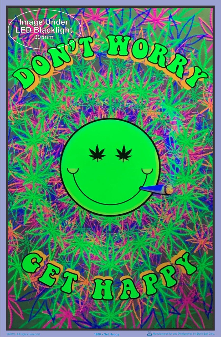 スマイル　ブラックライトポスター 　DONT WORRY GET HAPPY Don't Worry Get Happy Blacklight Poster 23 x 35