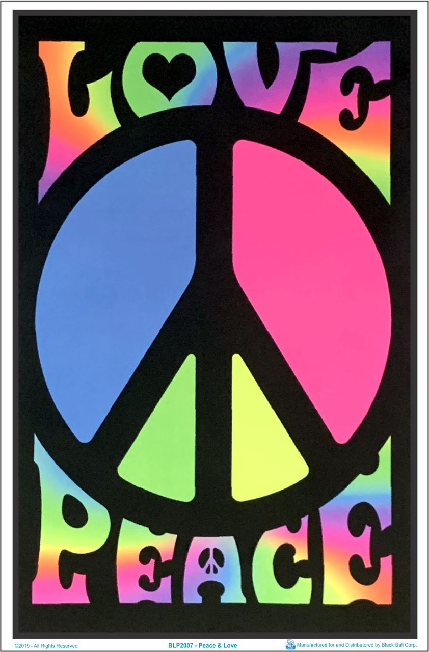 レア‼️ 夜光　LOVE&PEACEフラワーポスター　サイケデリックポスター Peace, Love and Happiness - Black Light Poster – TrippyStore