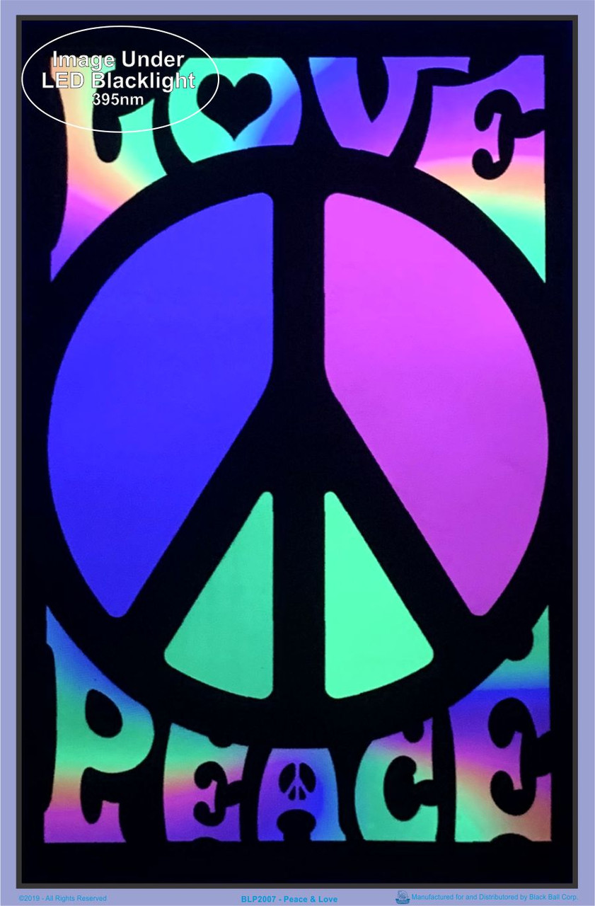 Peace & Love Retro Blacklight Poster 23 x 35